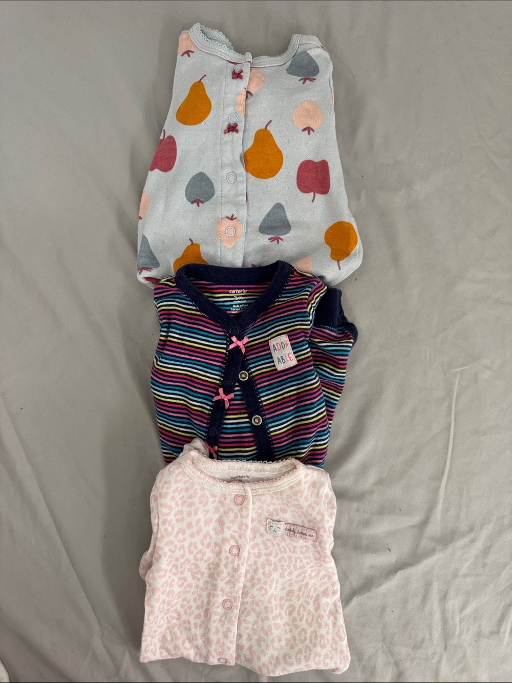 Carter's Baby Girl 3-Pack One-Piece Footies - White, Navy, Pink